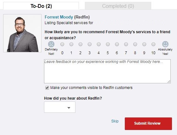 Redfin Surveys Redfin Customer !   Service - 